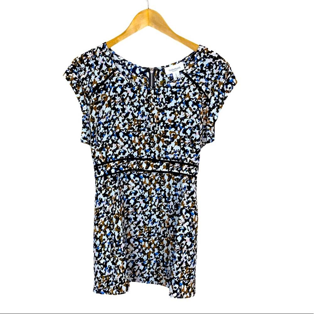 Motherhood Maternity Printed Short Sleeve Blouse Size Large